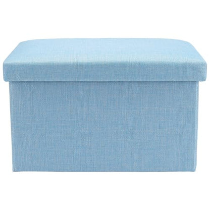 HOZEON 3 Pack 15.7 x 9.8 x 9.11 Inches Folding Storage Ottoman, Blue Rectangle Footrest Seat, Multifunctional Foot Stool for Living Room, Office, Traveling, Fishing, Camping - color: Blue