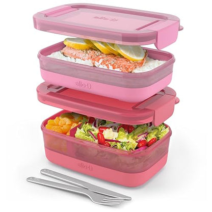 Ello Lunch Stack Bento Box, 2-Pack Guava One Size - color: Guava