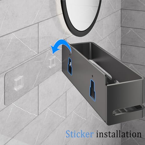 Shower Caddy 2-Pack Shower Shelf, Heavy-Duty Bathroom Storage Shelf | Large Capacity No-Drill Bathroom Organizer, Gray Aluminum Storage Basket, Adhesive Installation - size: Grey-2 layers