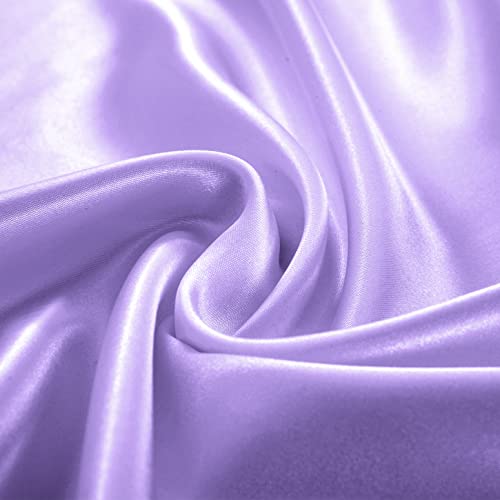 Homiest 3pcs Satin Sheets Set Luxury Silky Satin Bedding Set with Deep Pocket, 1 Fitted Sheet + 1 Flat Sheet + 1 Pillowcase (Twin Size, Lavender) - color: Lavender, size: Deep pocket - Twin size