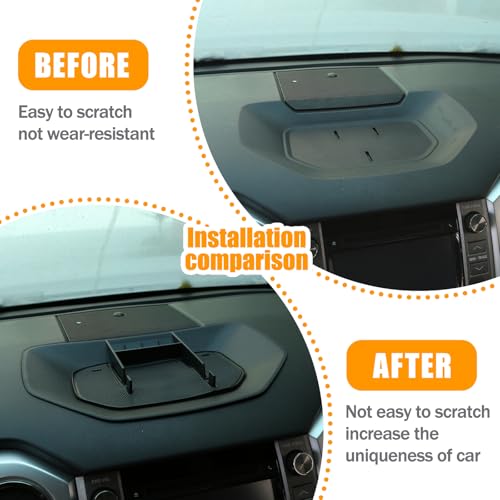 Black ABS Car Center Console Dash Table Storage Tray Fit for Toyota Tundra 2014-2021 Instrument Organizer Phone Holder Cradle Accessories (Without Mobile Phone Holder) - style: Without Mobile Phone Holder