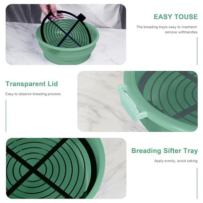 FJNATINH Collapsible Batter Bowl - Mess Free Better Breader Shaker Bowl with Lid Breading Shaker Container - Great for Fried Fish, Fried Chicken, Onion Rings, Wings,No Leak,Easy to Store,Mint Green - color: Mint Green