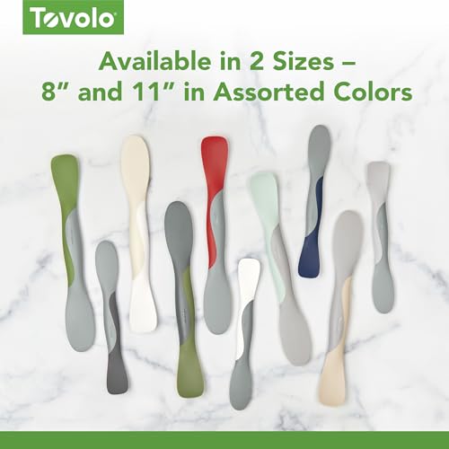 Tovolo Scoop and Spread Large Dual End Silicone Sandwich Spreader Tool with Nylon Handle, BPA Free Dishwasher Safe Silicone and Nylon Tool for Spreading and Scooping, Oatmeal and Oyster Gray - color: Oatmeal & Oyster Gray, size: Large