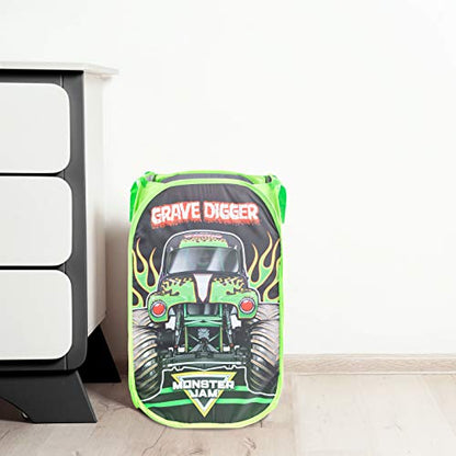 Jay Franco Monster Jam Grave Digger Pop Up Hamper - Mesh Laundry Basket/Bag with Durable Handles - color: Monster Jam - Grave Digger