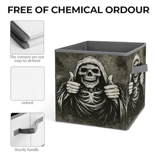 Skull Thumbs Up Foldable Storage Box with Handle Organizer Containers for Home Office Clothes Office Supplies - color: style-4-1