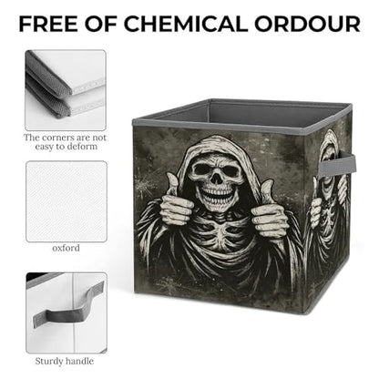 Skull Thumbs Up Foldable Storage Box with Handle Organizer Containers for Home Office Clothes Office Supplies - color: style-4-1
