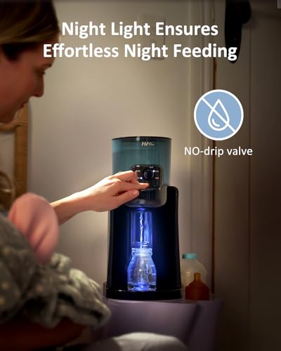 Water Warmer, HEYVALUE Baby Bottle Warmer, Formula Maker with Night Light, 4 Temperature Control & 72H Keep Warm, Detachable Tank, Instantly Dispenses Warm Water, Feed Baby More Easier and Healthier - color: Black