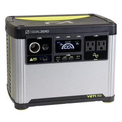 Goal Zero Yeti Portable Power Station, Yeti 700, 677 Watt Hour LiFePO4 Battery, Water Resistant & Dustproof Solar Generator for Outdoors, Camping, Tailgating, & Home, Clean Renewable Off-Grid Power - style: Yeti 700