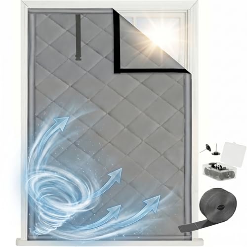 Window Insulation for Summer Heat - 39*63in Black Out Window Cover, window ac insulation,rv window insulation,Soundproof Curtains, Oxford Cloth and Cotton Fiber Filled