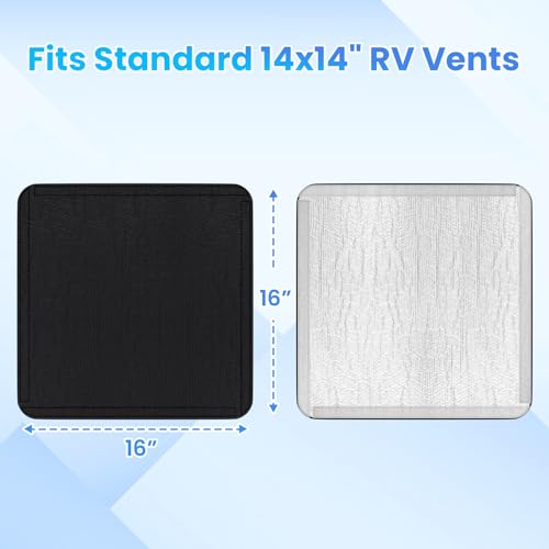 RV Roof Vent Skylight Insulator Cover, Sun Blackout Fabric for Camper (16 x 16 inch)- Black- 2 Pack - color: black-2 Pack
