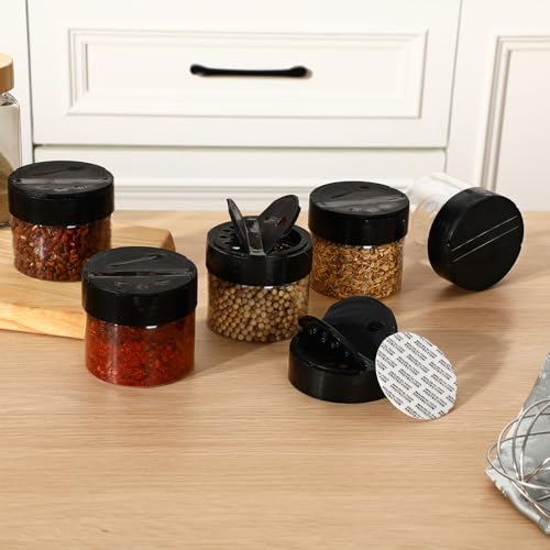 50 Pack 3.4 oz Plastic Spice Jars with Black Cap Empty Clear Spice Bottles Containers Seasoning Jars with Shaker Lids for Storing Herbs and Seasoning Powders Kitchen Restaurant Storage - size: 3.4 oz