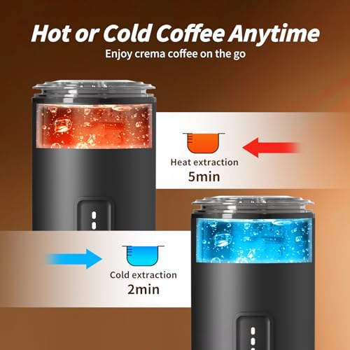 3-in-1 Portable Espresso Maker 20 Bar Self-Heating Stainless Steel Fits Ground Coffee & Nespresso Capsules USB-C Rechargeable for Camping Car Hiking Office - color: Black