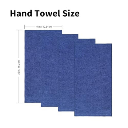 Everplush 4-Piece Premium Hand Towel Sets: Super-Soft, Highly Absorbent & Quick Drying Bathroom Towels – Versatile for Hotel, Bathroom, Shower, Spa, 16x30 Inches(Navy, 16" x 30") - color: Navy