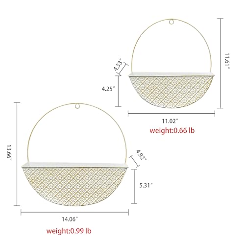 2-Piece Metal Planter Wall Hanging Baskets Decor Half-Moon Wall Mount Planter Set for Shabby Chic Farmhouse Outdoor Indoor Wall Decor