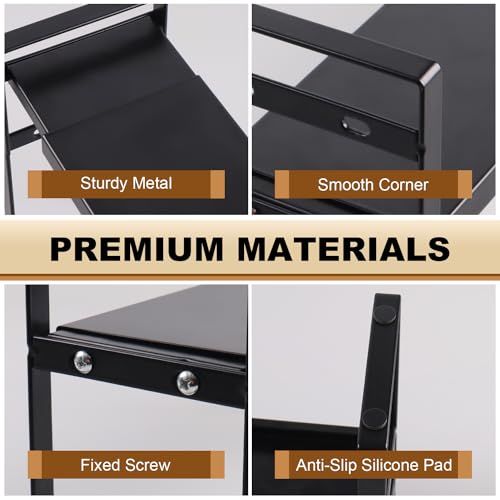 Expandable Narrow Medicine Cabinet Organizer Shelves Wide 3.58”,Metal Counter Storage Shelf Stand with Adjustable Layer and Non-Slip Pads for Cabinet,Kitchen,Pantry Small Space-Black - size: Wide 3.58”