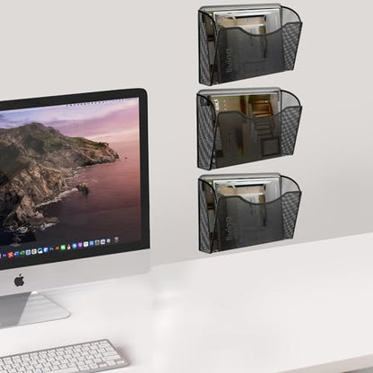 Gawerk 6 Pack Wall File Organizer, Mesh Wall File Pocket Mail Organizer Hanging Metal Vertical Wall Mounted File Holder for Office/Home - size: 6 Pack Wall Mounted