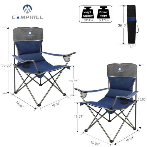 Camping Chair Set of 3, Outdoor Folding Camping Chairs for Heavy People with Cup Holder & Carry Bag,Collapsible Chair Include One Sofa Chair and Two Single Chair,Support up to 500lbs - color: Blue-4pcs