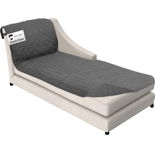Sofa Shield® Couch Chaise Covers for Dogs, Reversible Furniture Protector with Strap, Stain and Tear Resistant Cushion Cover, 102x34 inch Seat, Machine Washable Slipcover Pets, Cats, Charcoal - color: Charcoal/Charcoal, size: Lounge Chaise