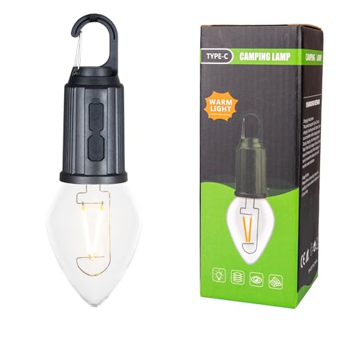 1 Pack Rechargeable Camping Lights, Hanging LED Tent Bulbs with Hook, 3 Lighting Modes Portable Lanterns for Camping, Hiking, Backpacking & Emergency Outages (Black) - color: Camp Light, Teardrop, size: Single