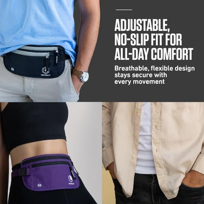 VENTURE 4TH Money Belt for Travel – Slim Hidden Under-Clothes RFID Blocking Anti-Theft Passport Holder & Travel Wallet Pouch for Men & Women to Protect Cash, Cards & Documents (Navy Blue) - color: Navy Blue