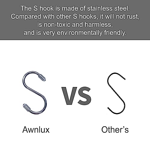 AWNLUX RV Awning Hooks for Lights Camping Awning Accessory Hangers S Shaped Hooks Set Rv Party Light Hangers for Camping Tent Indoor and Outdoor Supplies (Grey and Silver,8 Pairs)