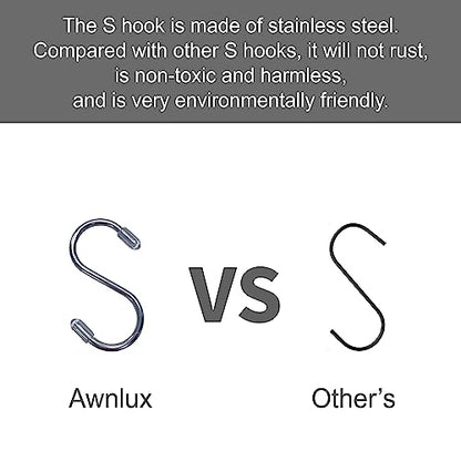 AWNLUX RV Awning Hooks for Lights Camping Awning Accessory Hangers S Shaped Hooks Set Rv Party Light Hangers for Camping Tent Indoor and Outdoor Supplies (Grey and Silver,8 Pairs)