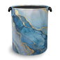 Blue Gold Marble Laundry Basket,Foldable with Handles Tote Bag Oxford Cloth for Bathroom Bedroom Dirty Clothes Storage Bucket 16" x 20.8" - color: Blue Gold Marble