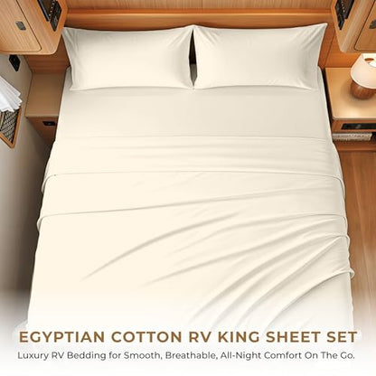 SGI bedding 100% Egyptian Cotton Sheets RV King Size – 600 Thread Count Sheets Set, Soft, Cooling, 15" Deep Pocket, Luxury Hotel Bedding, Breathable, Durable - Butter - color: 05 - Ivory, size: RV King