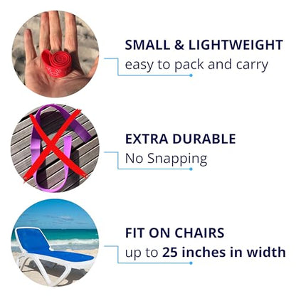 Towel Crabber Towel Bands (6-Pack), Beach Pool & Cruise Chairs, Extra Durable, Cruise Ship & Beach Essentials, Alternative to Beach Towel Clips (3 Regular + 3 Glow in The Dark) - color: Pink, Orange, Yellow, Green, Blue, Purple
