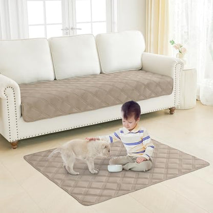 Smiry Waterproof Dog Bed Cover Blanket 30x82, Soft Reversible Pet Blanket, Washable Leakproof Cats Dogs Couch Cover for Sofa, Couch, Furniture, Lattice, Taupe/Beige - color: Taupe/Beige, size: 30x82 Inch