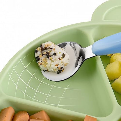 VANRA 2 Pieces Toddler Fork and Spoon Set with Travel Case 18/8 Stainless Steel Toddler Utensils Kids Silverware Children Flatware Child Cutlery Set for School Lunch Box (Blue) - color: Blue