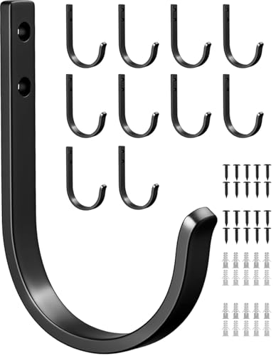 10-Pack Wall Hooks for Hanging Towel/Coat - 22LB Screw in Metal Hanger Wall Mount, for Outdoor, Closet, Door, Bathrooms, for Backpack, Robe, Black - color: Black, size: 10 Pack