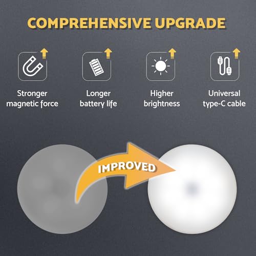 DAZZY DOT Rechargeable Puck Lights 2 Pack, Dimmable Touch Light Stick on for Closet, Magnetic Tap Light 1000mAh Battery Powered, Portable Led Light Cool White for Locker, Cabinet, Bedside, Kitchen - color: Cool White