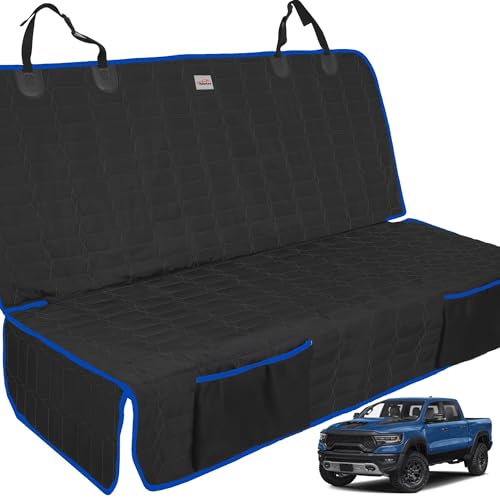 Reliadura Back Seat Cover for Dogs, Washable Bench Seat Covers for Trucks,Nonslip Truck Seat Cover Protector for F150/Ram1500/GMC Sierra/Toyota/Chevrolet Silverado,Car Seat Covers for Dogs - color: Truck-Blue, size: Truck Bench-61"W