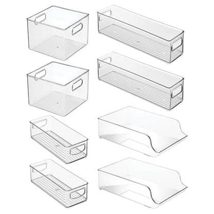 iDesign Fridge Storage Bin Set, Set of 8, Clear | Includes Bins with Handles, Water Bottle Holder - style: Combo Pack