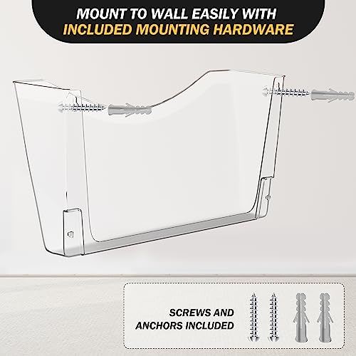 Kuntine.B 6 Pack Clear Single Pocket File Holder Hanging Wall Organizer, Wall Mount Mails Magazines Organizer for Office and Home