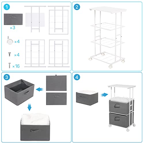 MAX Houser Dresser Tower with 3 Drawers,Fabric Dresser Drawer Organizer Unit,Dresser Chest with Wood Top,Vertical Storage Dresser,Small Dresser for Bedroom,Office-Dark Grey | Fabric Storage Organizer Unit, Chest of Drawers with with WoodTop, Small Vertica