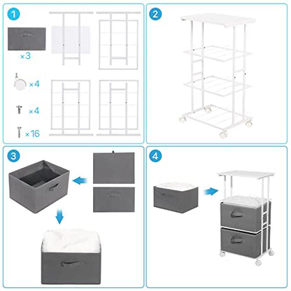 MAX Houser Dresser Tower with 3 Drawers,Fabric Dresser Drawer Organizer Unit,Dresser Chest with Wood Top,Vertical Storage Dresser,Small Dresser for Bedroom,Office-Dark Grey | Fabric Storage Organizer Unit, Chest of Drawers with with WoodTop, Small Vertica