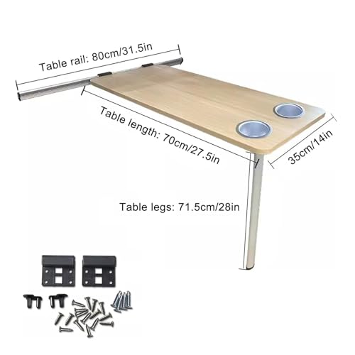 RV Folding Table with Cup Holders, Wall Mounted for Space Saving, Removable Dinette Desk for Campers and Outdoor Picnics - color: Natural