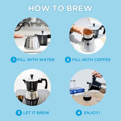 GROSCHE Milano Induction Stovetop Espresso Maker Moka Pot for Greca, Induction, Electric & Gas Stoves, Dishwasher Safe Stovetop Espresso Maker | 3 Espresso Cup, Black - color: Induction, Black, size: 3 espresso cups