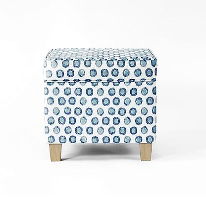 HomePop 18" Classic Square Storage Ottoman - Green Medallion Ikat Print - color: Green