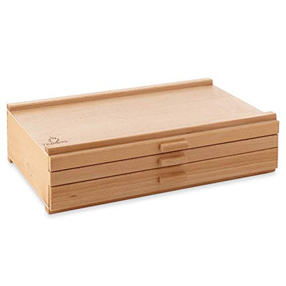7 Elements 3 Drawer Wooden Artist Storage Supply Box for Pastels, Pencils, Pens, Markers, Brushes and Tools - size: 3-Drawer