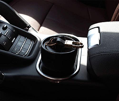 BANCHELLE Car Change Holder with Lid Automotive Plastic Garbage Cans 250 mL (0.06 Gallon) Portable for Keys Pen, 2 PCS