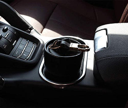 BANCHELLE Car Change Holder with Lid Automotive Plastic Garbage Cans 250 mL (0.06 Gallon) Portable for Keys Pen, 2 PCS