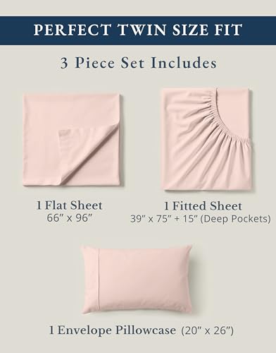 LANE LINEN Eco Friendly 100% Organic Cotton Twin Sheet Set, Hotel Quality Premium Bedding Sheets & Pillowcases Set Twin Size, Soft & Comfy Percale Sheets, Machine Wash Bed Sheets- Sepia Rose - color: 03: Dusty Rose, size: Twin