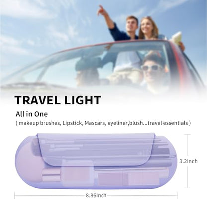 AGIKET Silicone Makeup Brush Holder Travel Cosmetic Bag：Soft Portable Cosmetic Face Brushes Holder with Upgrade Anti-Fall Out Magnetic Closure, Large Travel Makeup Brush Case - Lavender - color: Lavender, style: Brush Holder