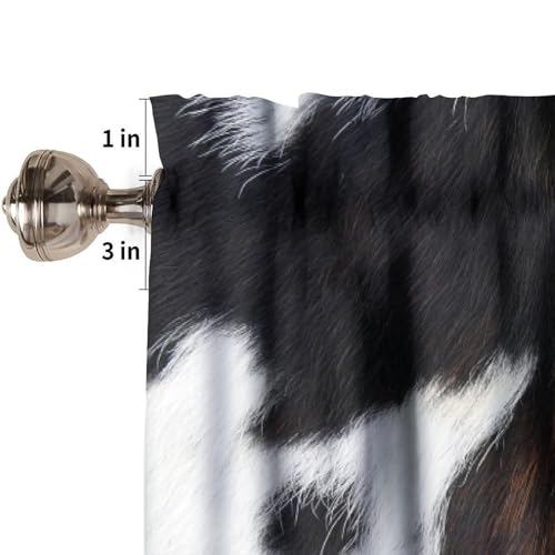 Farm Cowhide Valance, Rustic Western Black White Cow Cattle Animal Fur Print Blackout Short Window Treatment for Home Farmhouse Kitchen Bedroom Cafe, 54x18inch - color: Cowhide-7