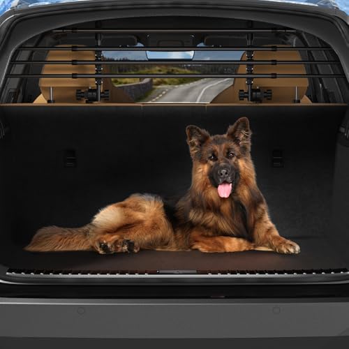 Universal Pet Barrier for All Vehicles, Car Safety Gate Pet Partition for Car, SUV, Truck, Trunk Guard for Dogs, Adjustable 12-20 x 31-57 inch, No Reassembly Pet Divider