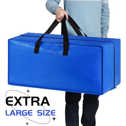 Heavy Duty Large Storage Bags, XL Blue Moving Bags for College Dorm Room Essentials, Moving Supplies Compatible with IKEA Frakta Cart, 4 Packs | 4 Pack Extra Large Storage Bags Totes Moving Boxes Packing Supplies for College Dorm Room Essentials Compatibl