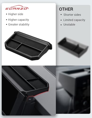 Ecarzo Dashboard Storage Box for Toyota Tacoma 2024 2025 2026, 8-Inch Screen Rear Tray Organizer, ABS Dashboard Storage Tray with Anti-Slip Liner, Center Console Accessory for Daily Essentials - size: Toyota Tacoma 2024-2026 8-Inch Screen Rear Tray